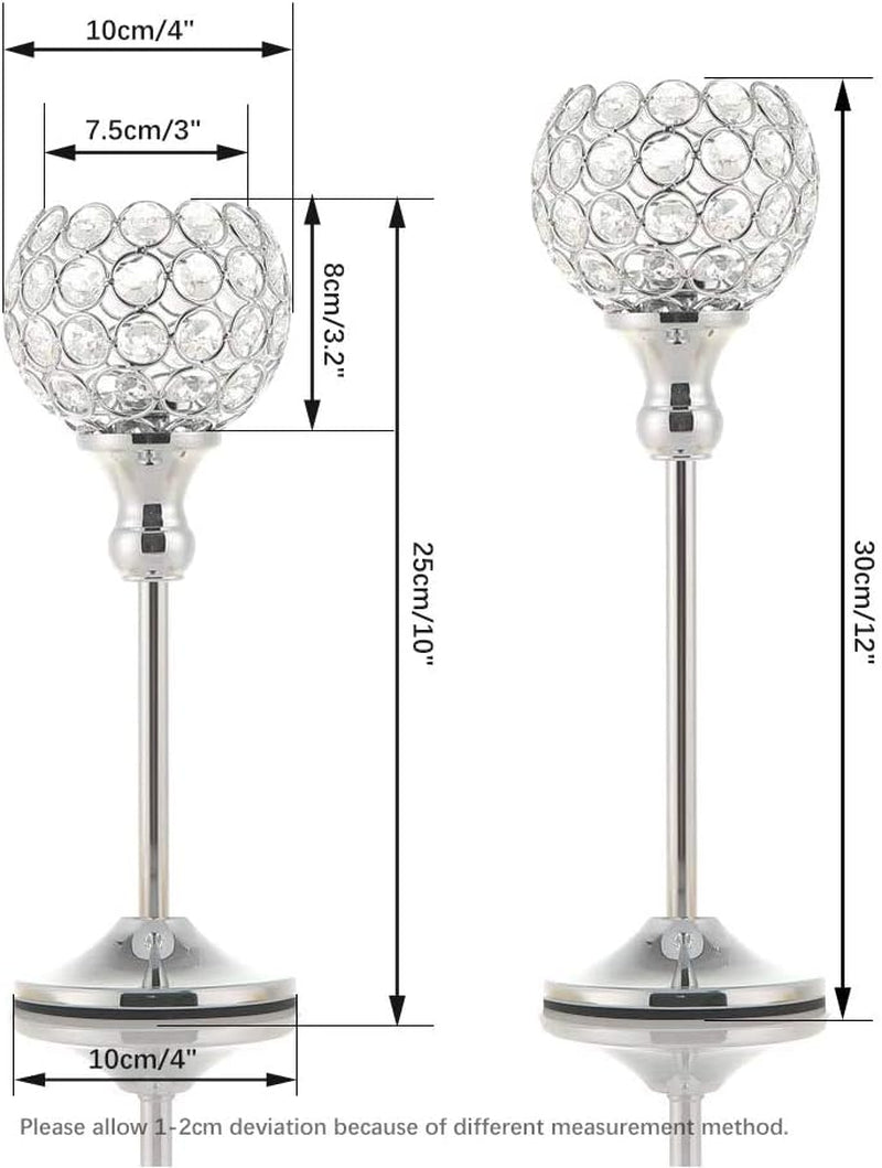 Silver Crystal Candle Holders,Candlestick Holders for Wedding Party Centerpiece