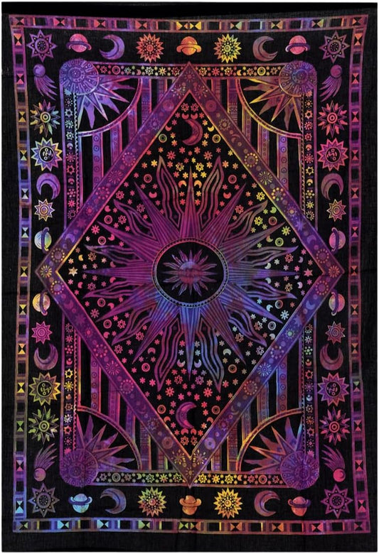 Celestial Sun and Moon Tapestry – Aesthetic Mandala Wall Hanging for Bedroom & Living Space Indie Decor