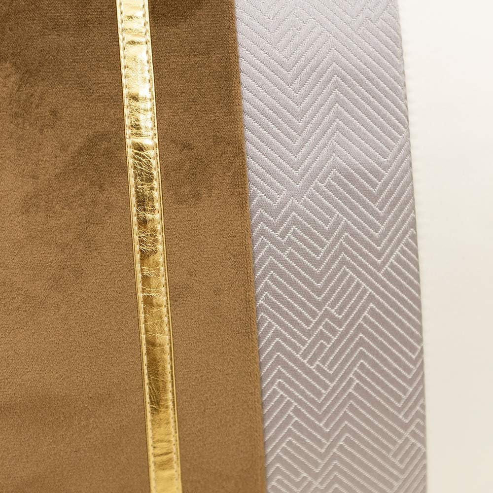 16 X 16 Inches Coffee Brown White Gold Leather Striped Patchwork Velvet Cushion Case Luxury Modern Throw Pillow Cover Decorative Pillow for Couch Living Room Bedroom Car