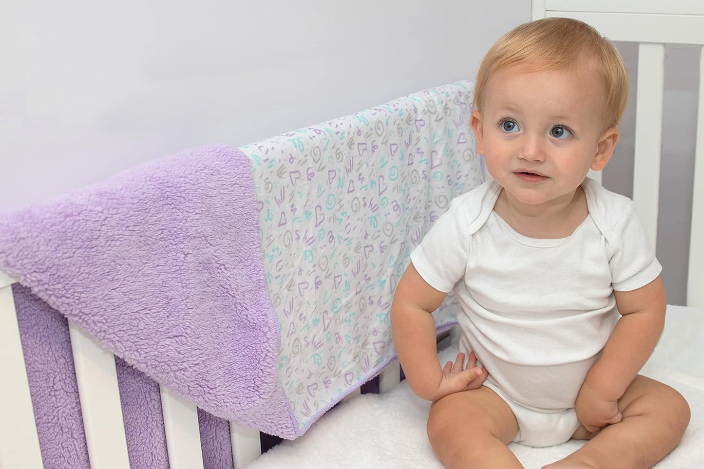 Sherpa Fleece Baby Blankets for Boys and Girls – Colorful, Reversible Baby Blankets for Newborns, Infants, Toddlers, and Nursery (Dreams & Doodles)