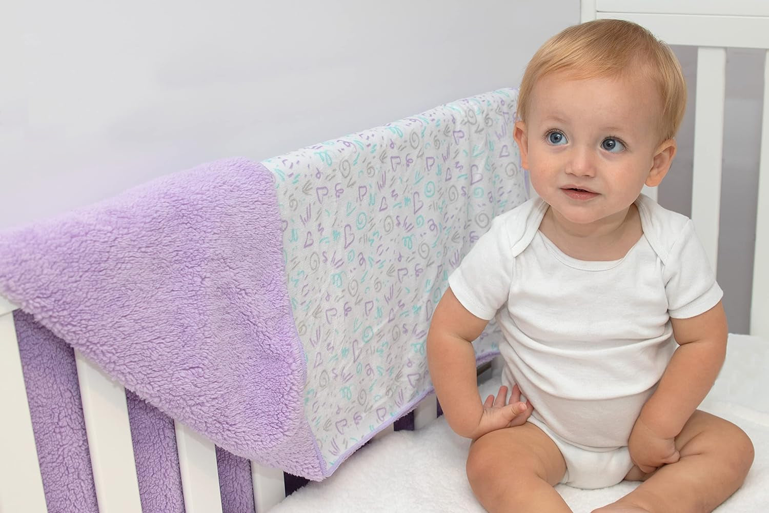 Sherpa Fleece Baby Blankets for Boys and Girls – Colorful, Reversible Baby Blankets for Newborns, Infants, Toddlers, and Nursery (Dreams & Doodles)