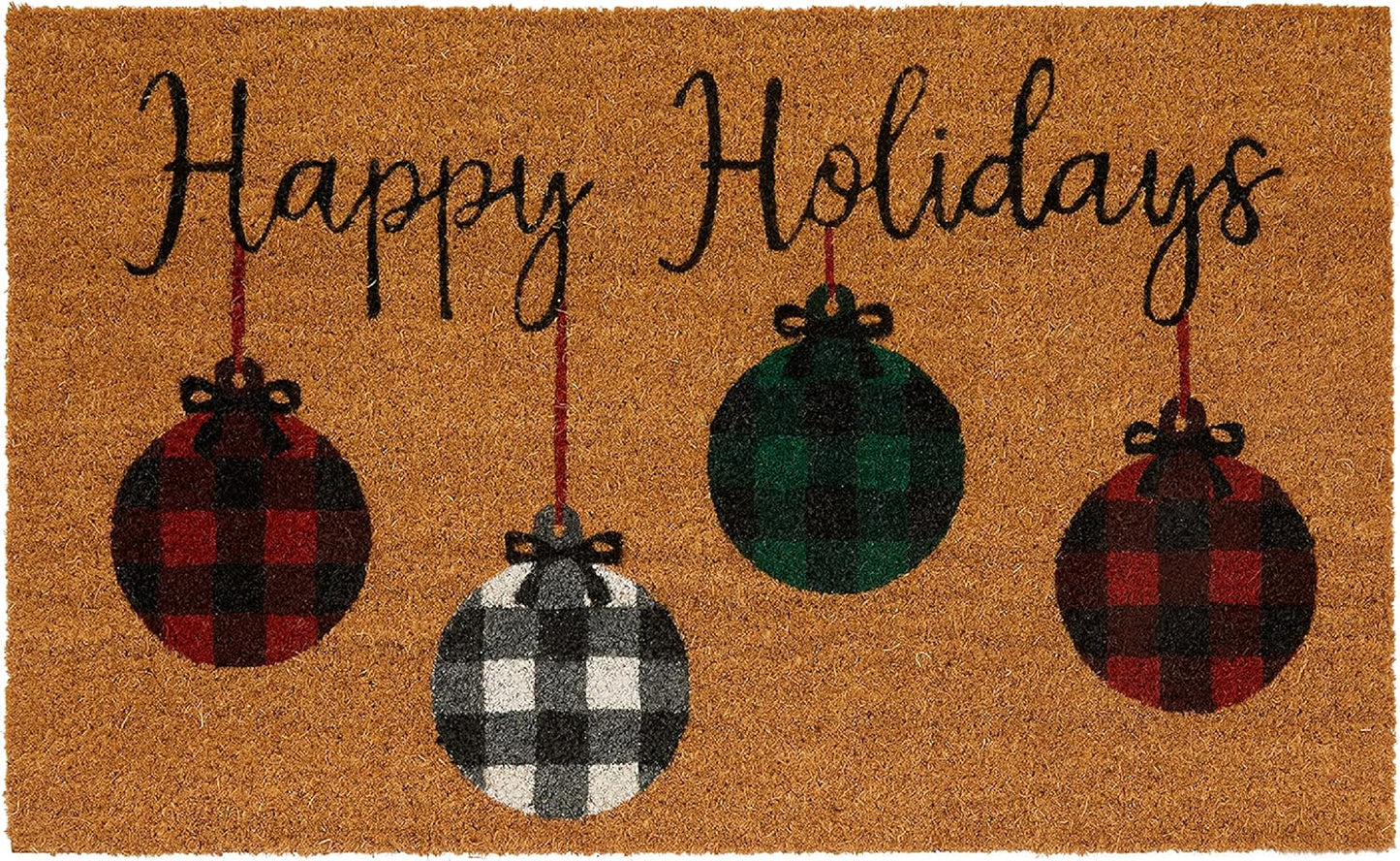 Home Fashions Farmhouse Living Coir Outdoor Doormat, Natural Entry Mat, Front Door Decor, 18" X 30", Rustic Ornament