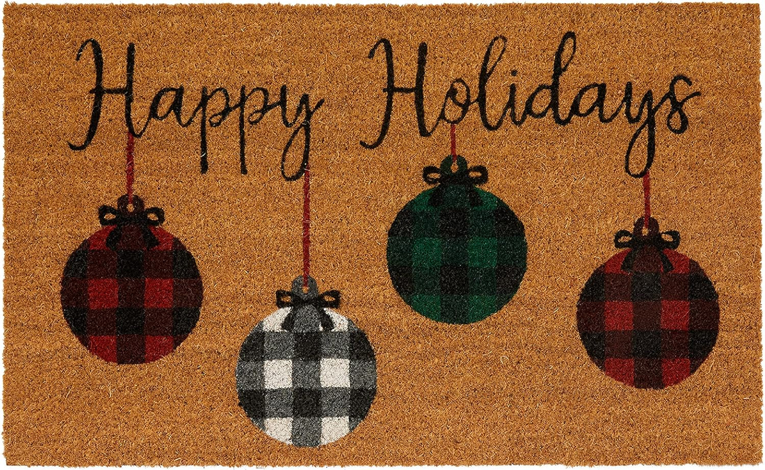 Home Fashions Farmhouse Living Coir Outdoor Doormat, Natural Entry Mat, Front Door Decor, 18" X 30", Rustic Ornament